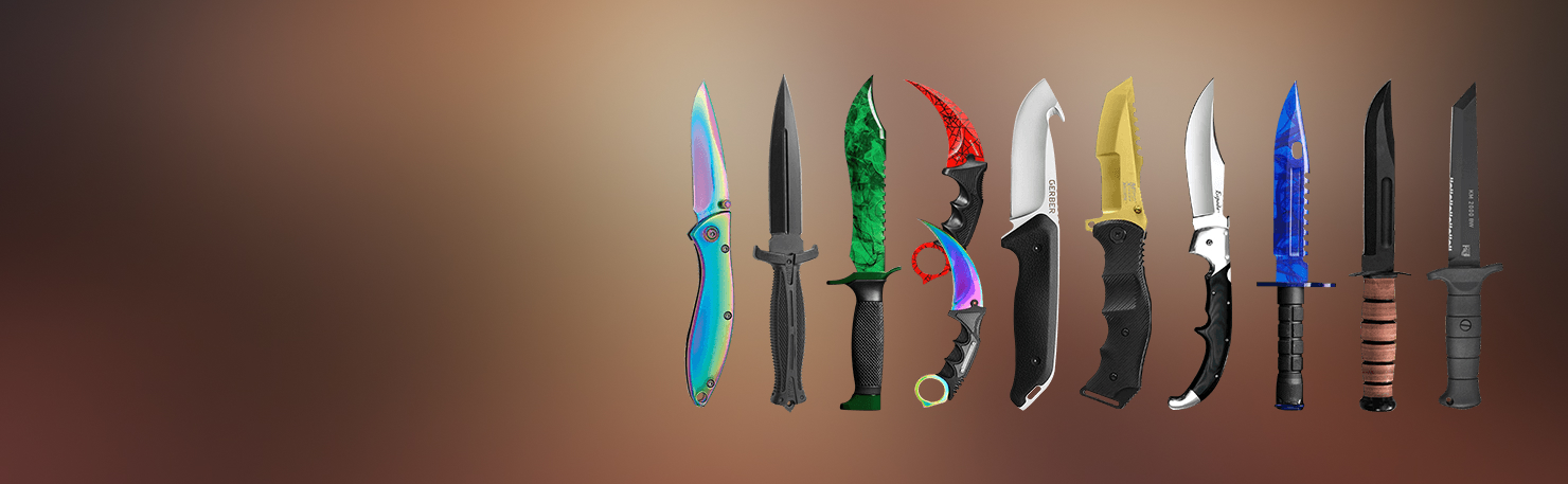 A large selection  of skins for knives