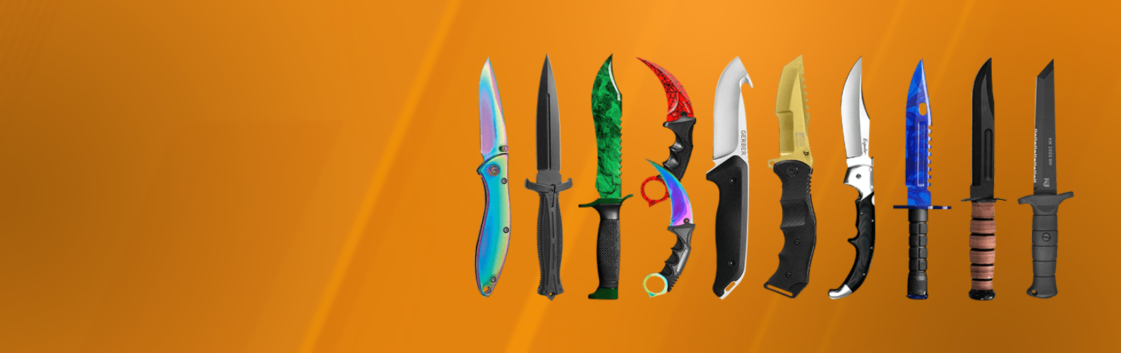 A large selection  of skins for knives